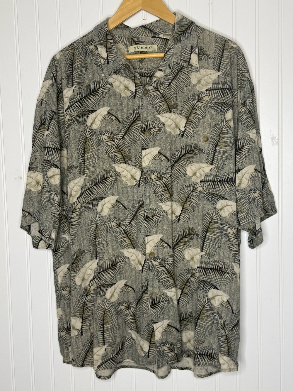 Summa Men’s 100% Silk Printed Hawaiian Short Sleeve Button Down Shirt Size XL